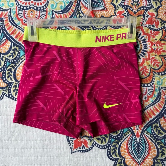 Nike Pro Neon Pink Workout Shorts - Picture 1 of 3